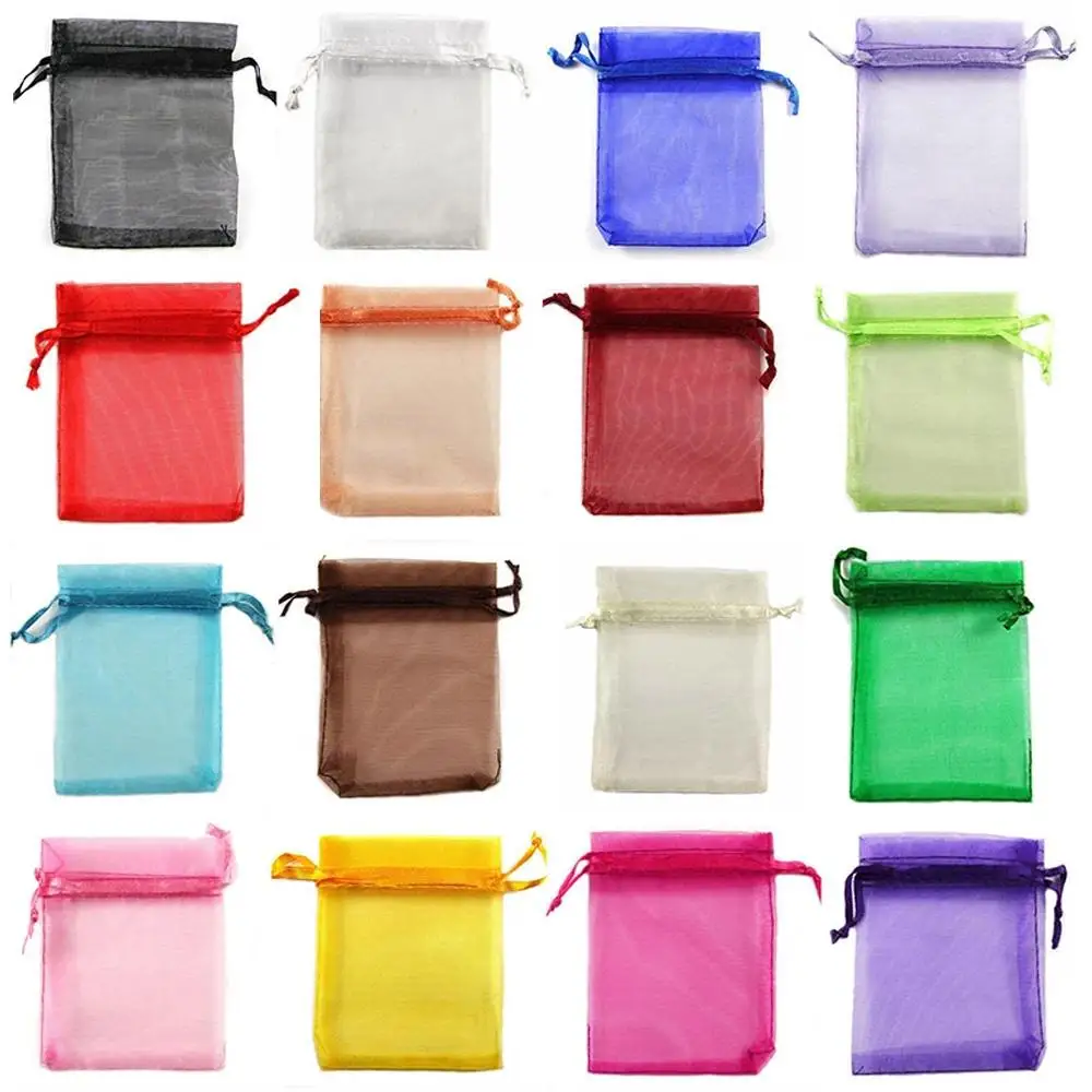 100pcs Small Organza Bags Colorful Mesh Bags Drawstring Pouches for Jewelry Bracelets Packing Candy Party Favor Small Gift