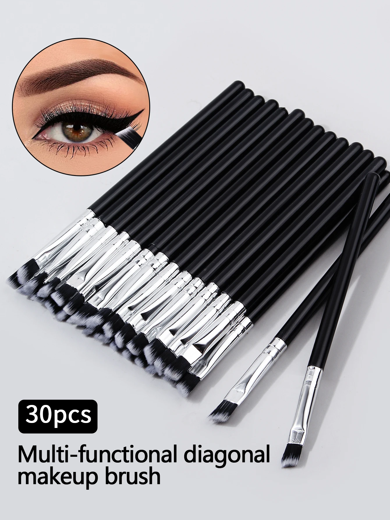 3/10/20/30PCS ชุดแปรงแต่งหน้าตา, แปรงอายไลเนอร์ขนแปรงนุ่ม, แปรงเขียนคิ้ว, แปรงคอนซีลเลอร์, เครื่องมือแต่งหน้าอเนกประสงค์