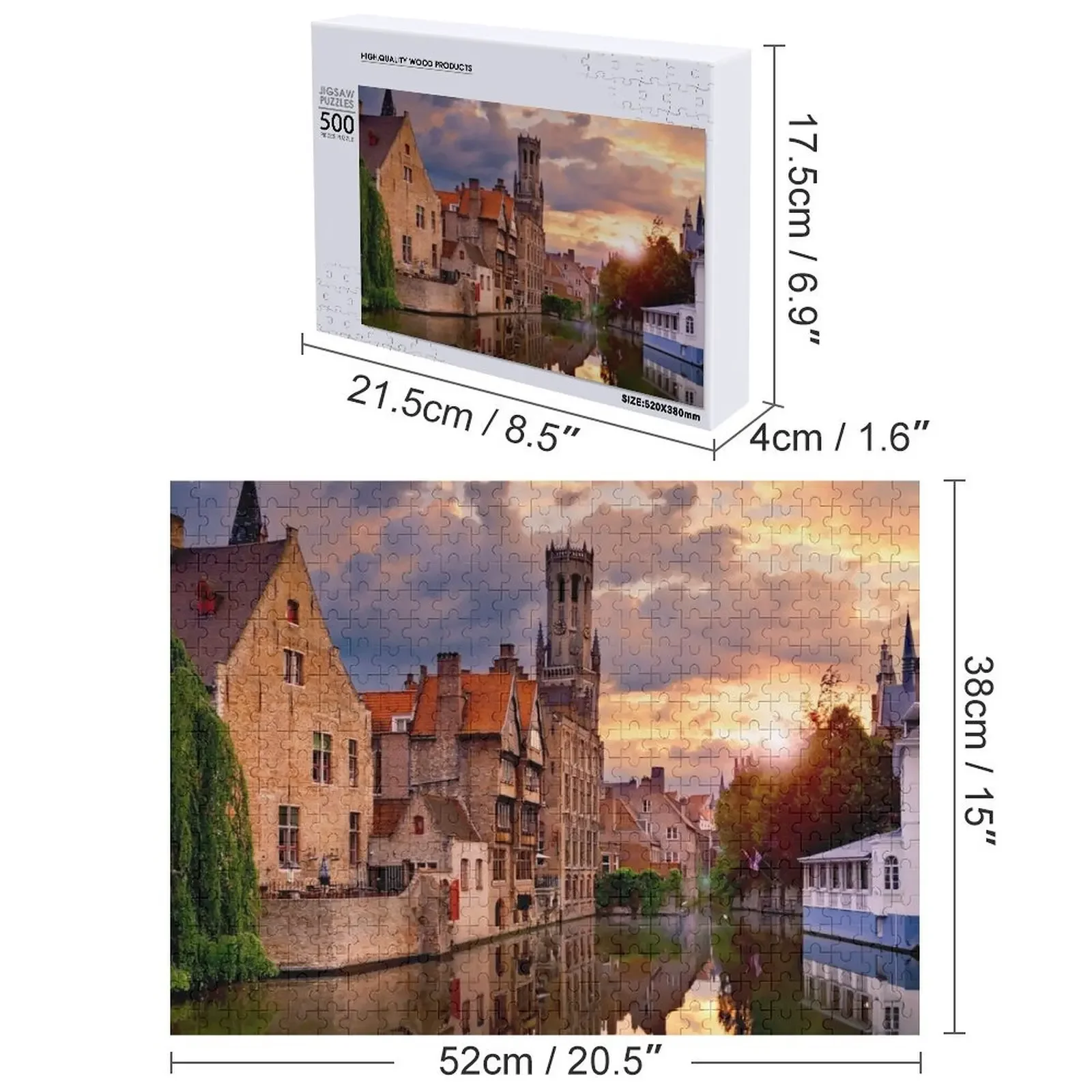 Bruges w Belgii, jedno z najpiękniejszych miast Europy Puzzle Personalizowane Gra Drewniane Puzzle z Imieniem dla Dzieci
