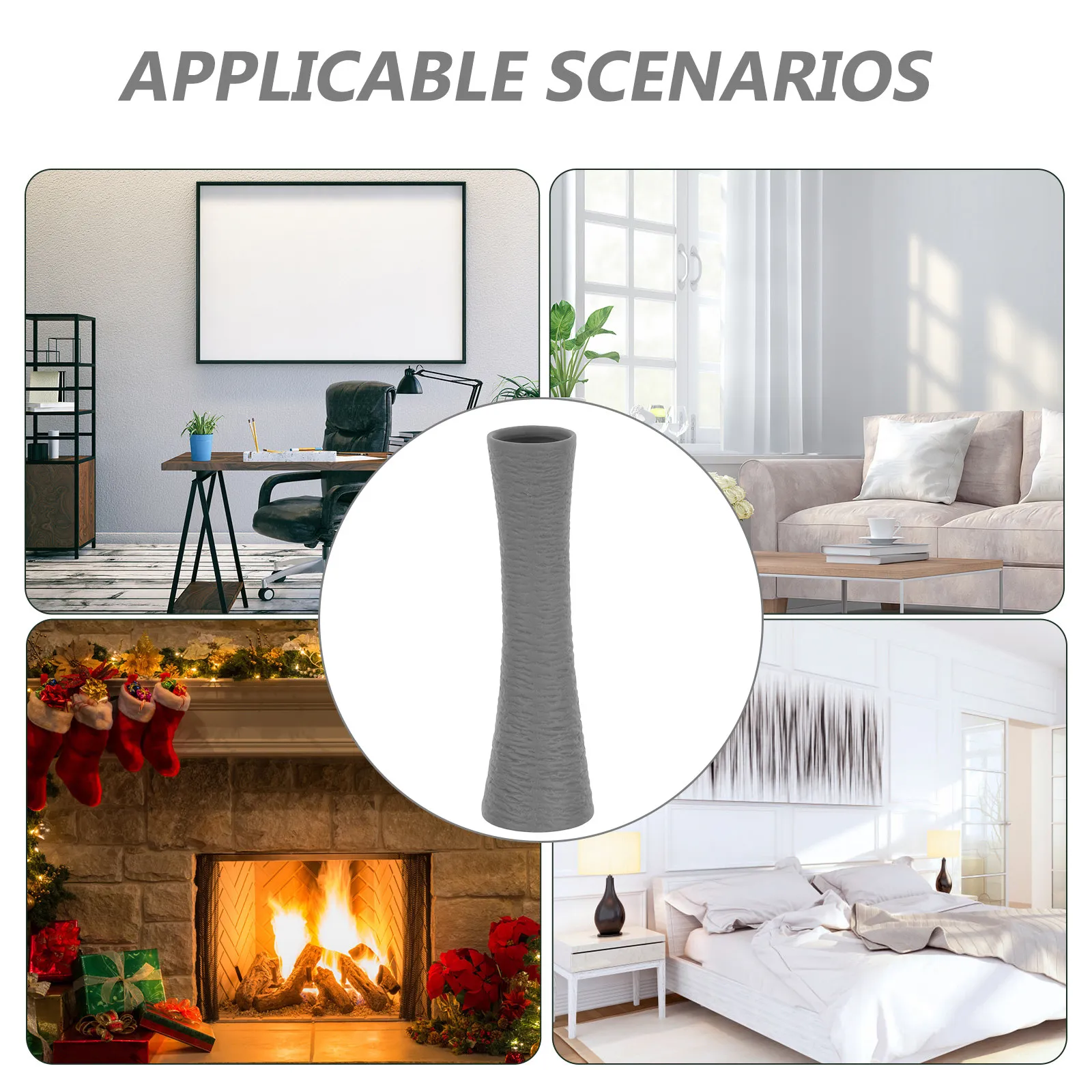 Modern Aesthetic Cone Shaped Ceramic Vase Tall Ribbed Decorative Flower Vase for Pampas Grass Fresh Dried Flowers Living Room - view 4