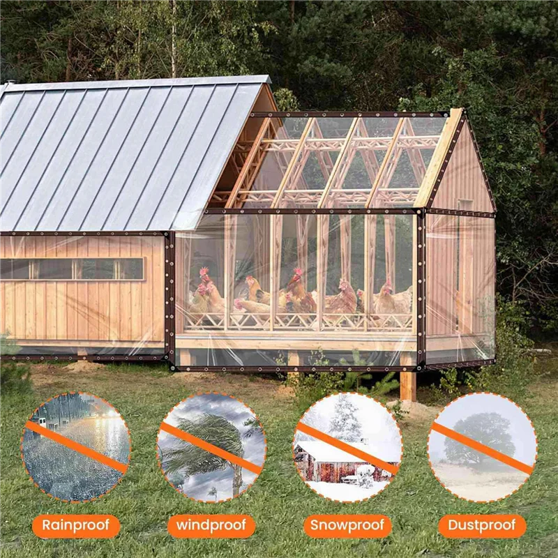 ABJO-4Pcs 6.6X6.6 FT أقمشة شفافة مقاومة للماء، قماش القنب مع، قماش القنب الشفاف للفناء، لتغطية مظلة الدجاجة والنباتات والتخييم