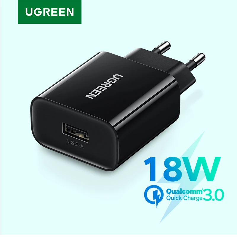 Ugreen USB Quick Charge 3.0 QC 18W USB Charger QC3.0 Fast Wall Charger Mobile Phone Charger for Samsung S24 Huawei Xiaomi iPhone