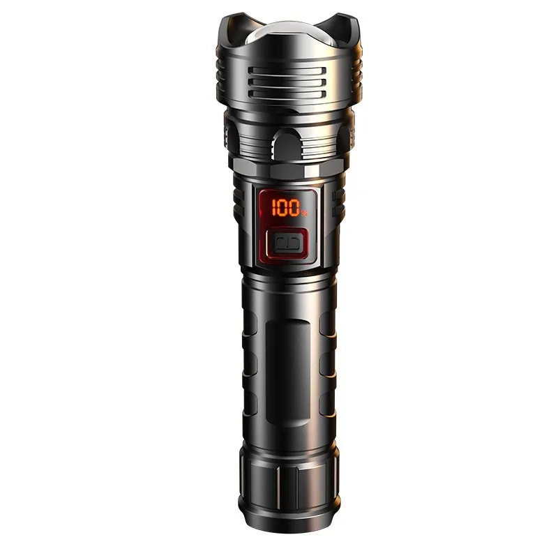 White Laser Flashlight, Strong Light, Rechargeable, Digital Power Display, Telescopic Zoom, Searchlight, Long - endurance
