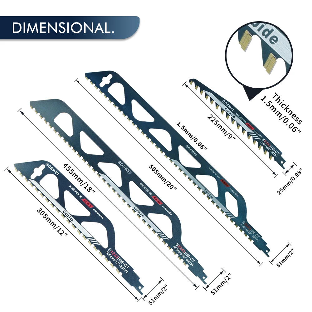 Versatile Alloy Reciprocating Saw Blade for Cutting Bubble Brick Hollow Brick Red Brick and Concrete Block with Hand Tools