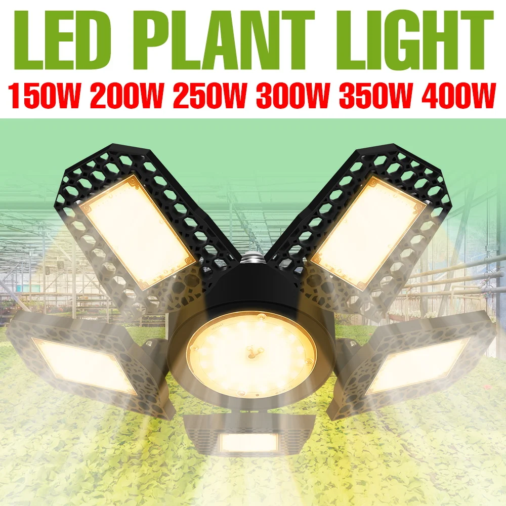 

400W Deformable LED Full Spectrum Grow Light Bulb Indoor E27 Plant Cultivation Greenhouse Tent Vegetable Flower Hydroponics Lamp