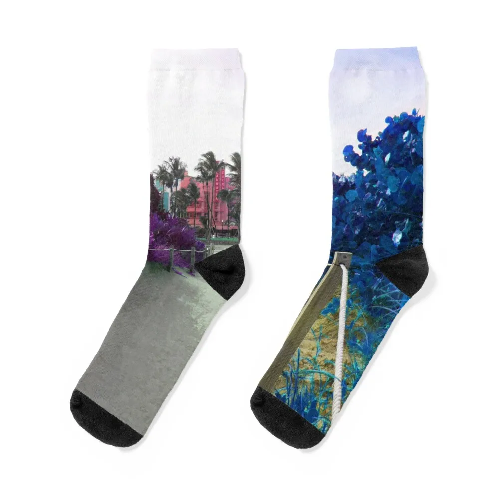 Miami Hotel Socks hockey floral aesthetic golf Socks Man Women's