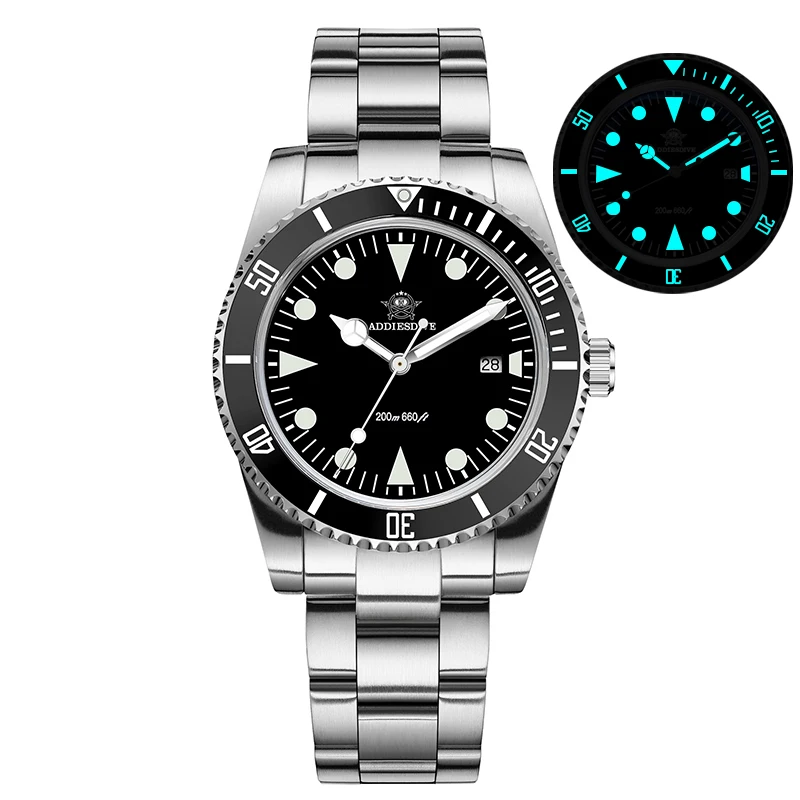 Reloj de buceo ADDIESDIVE para hombre, resistente al agua hasta 200m, BGW9, bisel de cerámica superluminoso, acero inoxidable 316L, nuevos relojes de cuarzo AD2068 ﻿