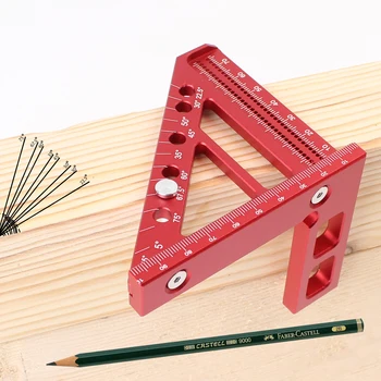 Metrisches/Zoll-Quadrat-Winkelmesser, Aluminium-Gehrungs-Dreieckslineal, 3D-Mehrwinkel-Lineal mit 45/90-Grad-Layout, Messlineal, Zimmermannsquadrat