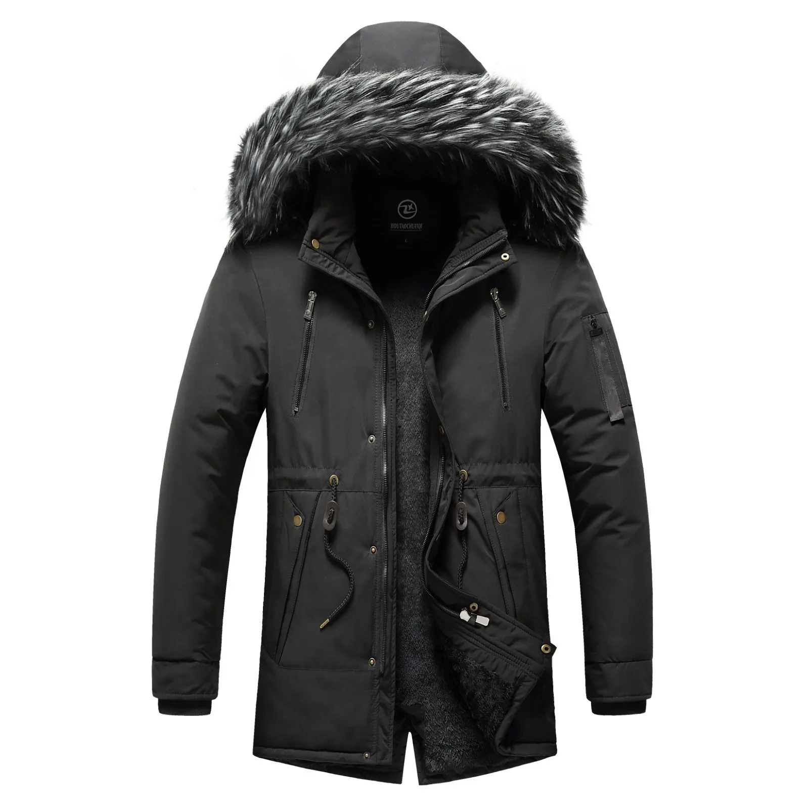 Winter Men Warm Jacket Men Cotton Windproof Casual Parkas Jacket Coat Men Fur Collar Thicken Outwear Detachable Hat Jacket Male