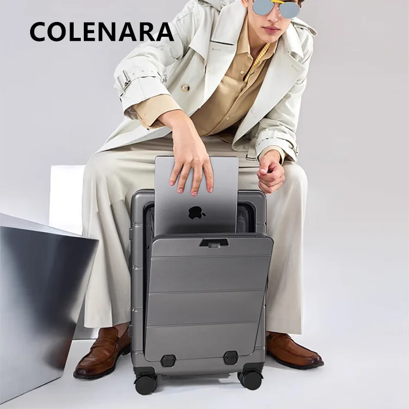 COLENARA 20インチ24インチ26インチラップトップスーツケースフロントオープニング多機能搭乗ボックスPCトロリーケースユニバーサルホイールローリングラゲッジ
