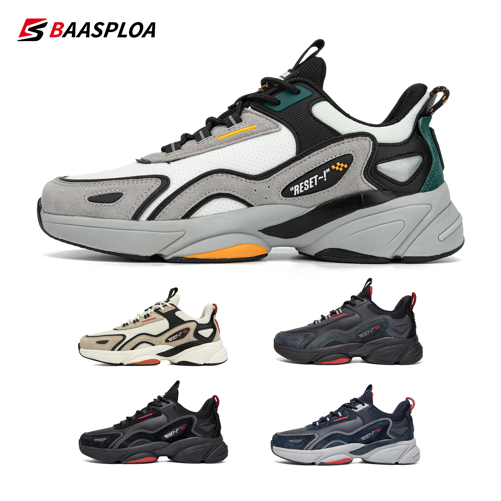 Baasploa – baskets en cuir pour homme, chaussures de marche, antidérapantes, imperméables, décontractées, confortables, tennis, printemps