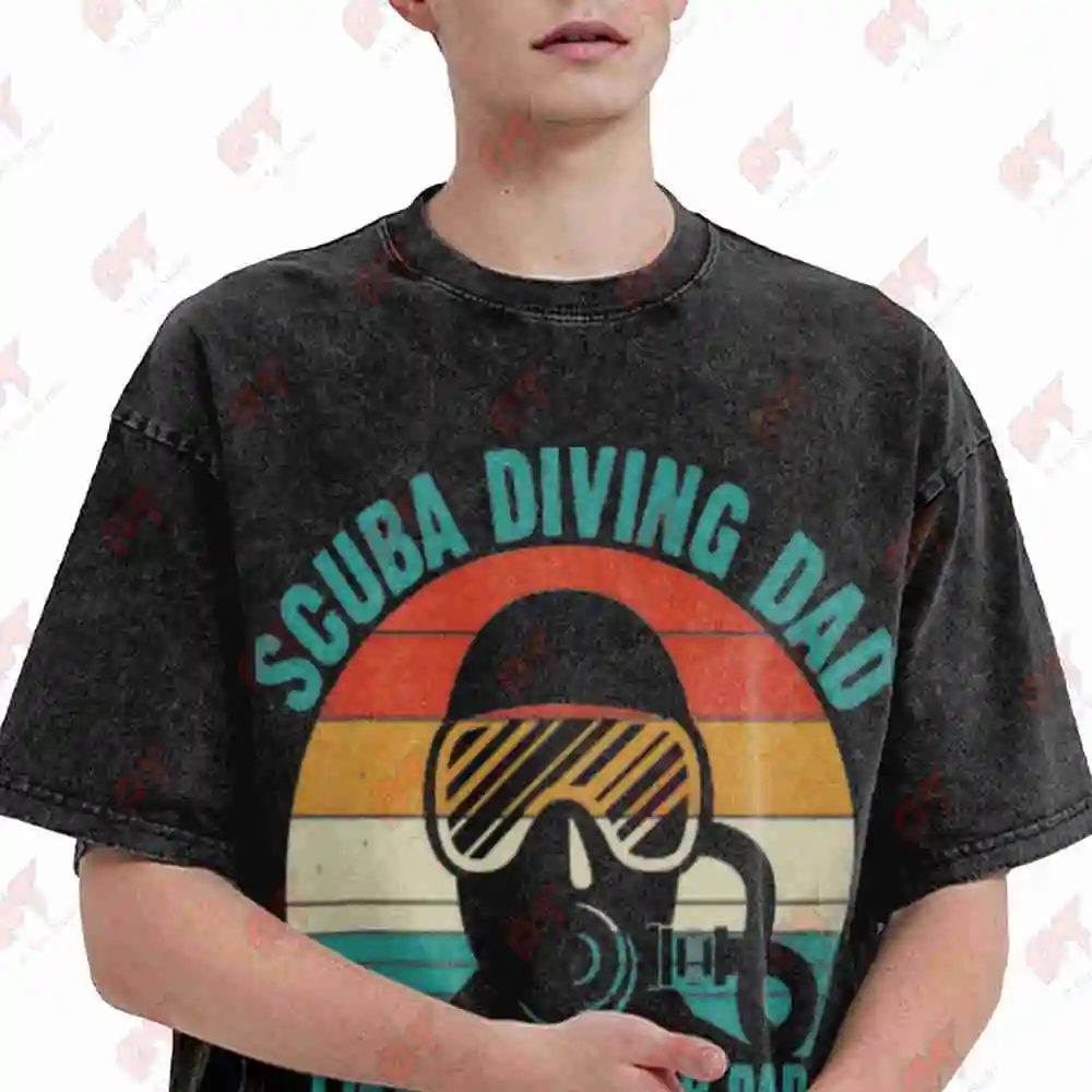 Professional Diver Underwater Vintage Washed Tee Pure Cotton T-Shirt