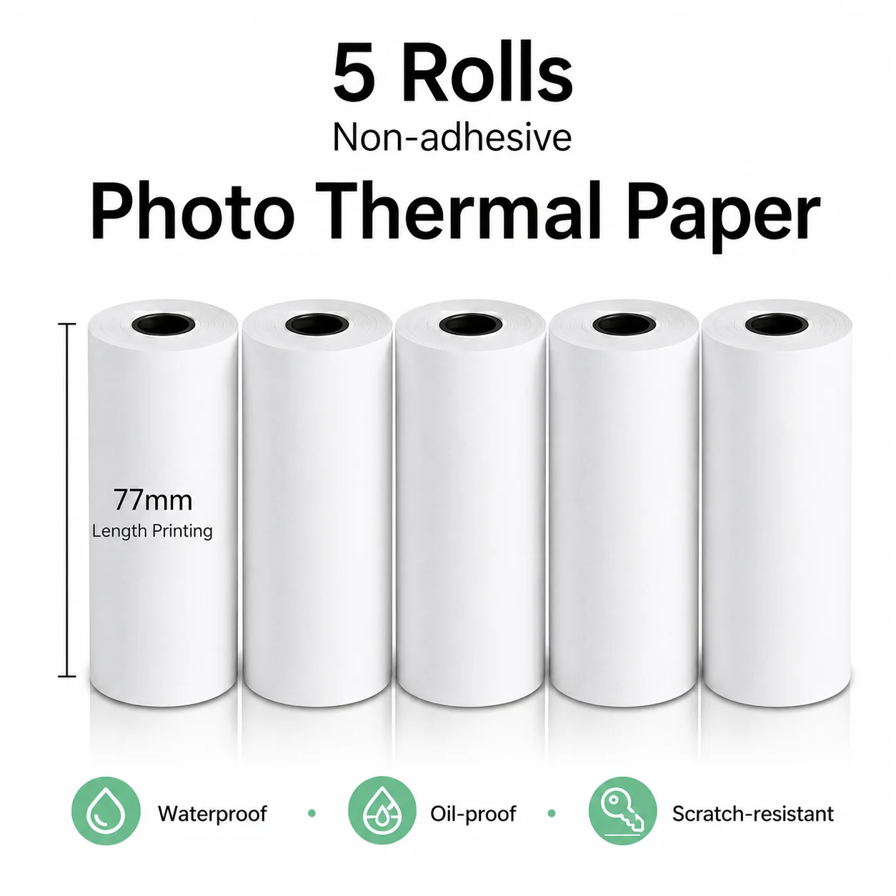 Easy To Tear M02 Pro Not Compatible 5 Rolls Thermal Paper Diy Labels Printer Non Adhesive Phomemo M03 M03As M04S M04As White