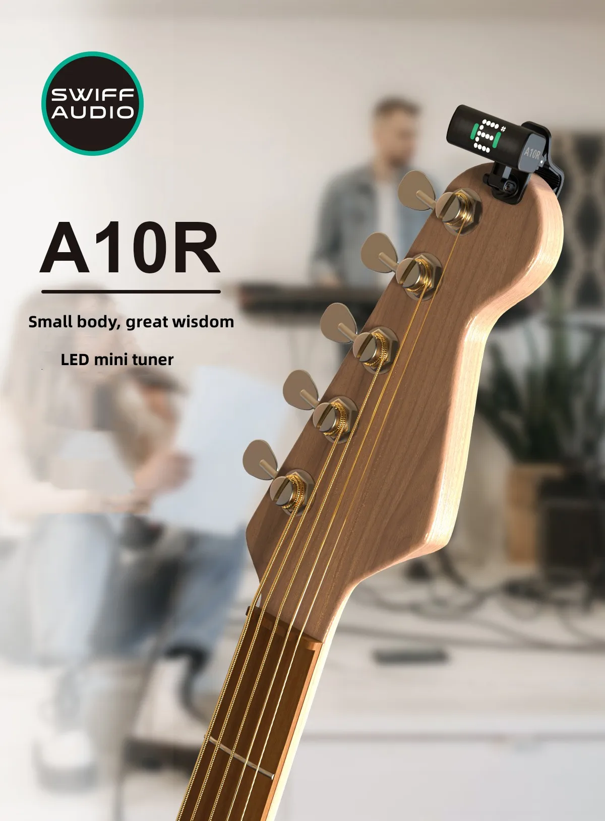 SWIFF A10R Guitar Tuner Clip-On High Precision Micro Tuner for All 12 String Instruments Bass Ukulele Violin Chromatic