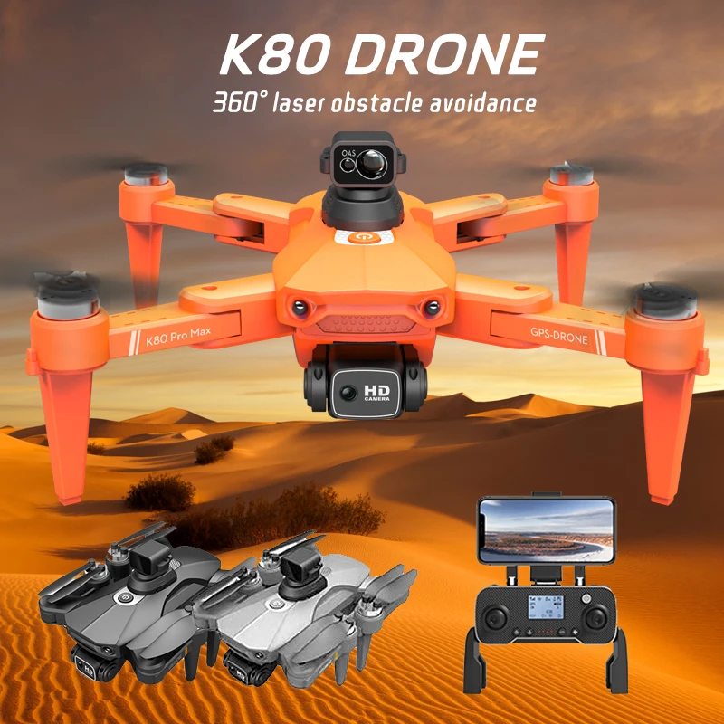 Professional K80MAX Brushless Drone 360° Obstacle Avoidance GPS Quadcopter with 8K Dual HD Camera for Aerial Photography RC Toys