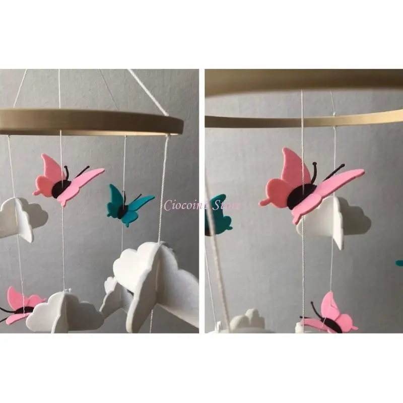 Y1UB 23,62 x 7 Zoll Rassel Baby Geschenke Säuglingsbett um Dekoration hängendes Spielzeug mit Beißring Spielzeug in