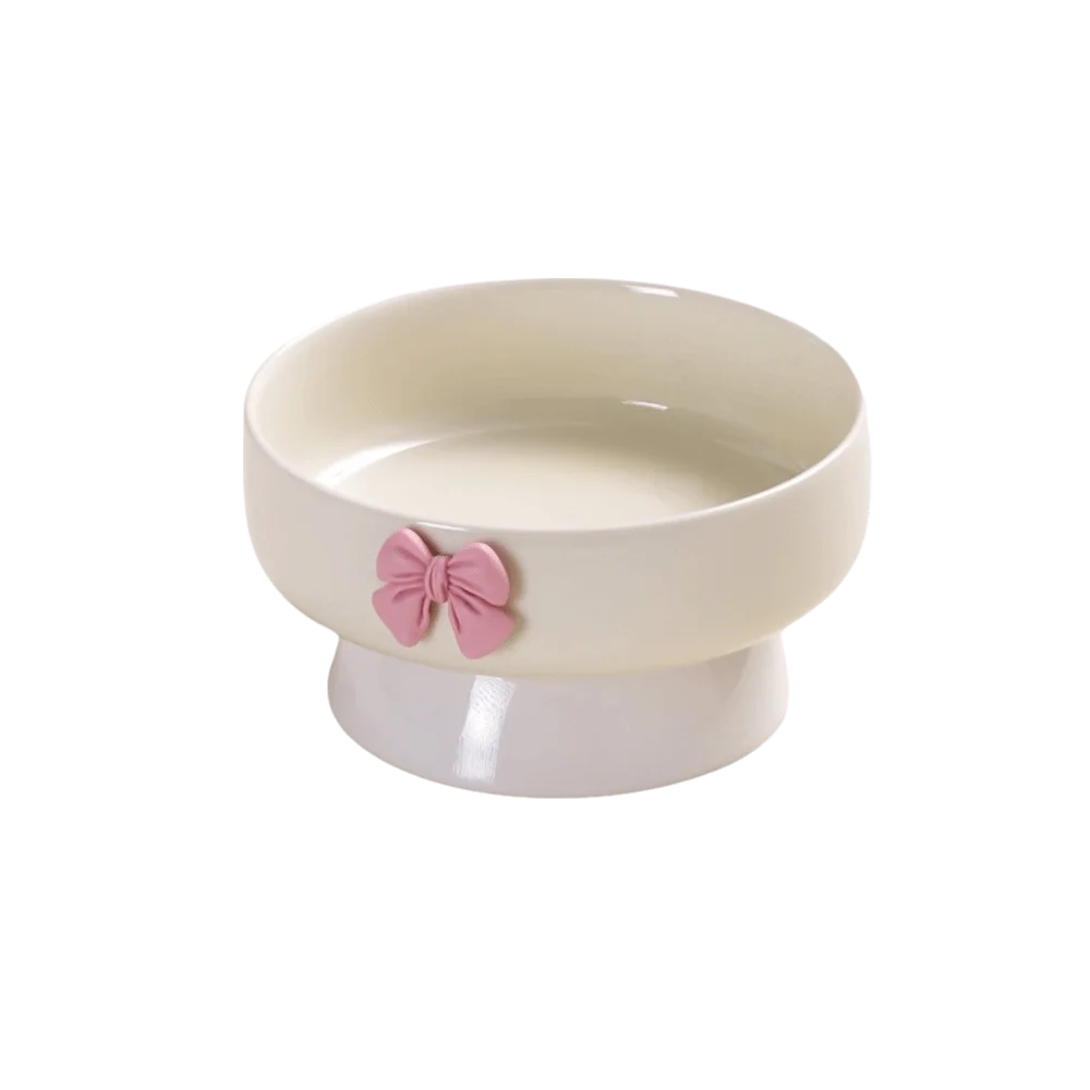 

Керамическая миска для кошек большой емкости, нескользящая основа цвета макарон, приподнятая миска для домашних животных с бантом, миска для кошачьего воды, кормление домашних животных, питьевая миска