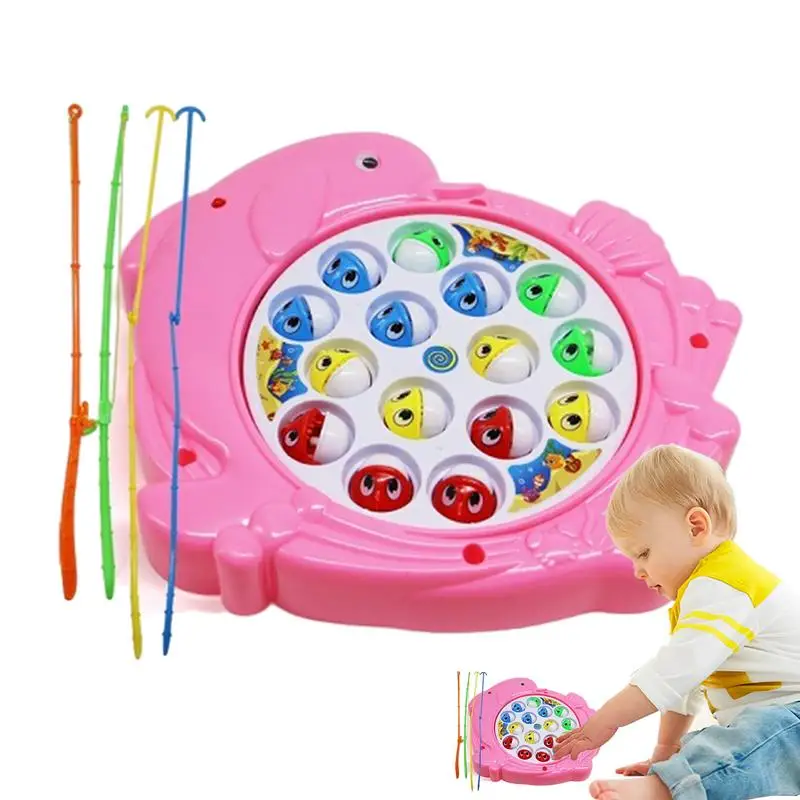 

Preschool Fishing Toy Battery Operated Fishing Game Toy Portable Rotating Fishing Board Game For Home Nursery Kindergarten