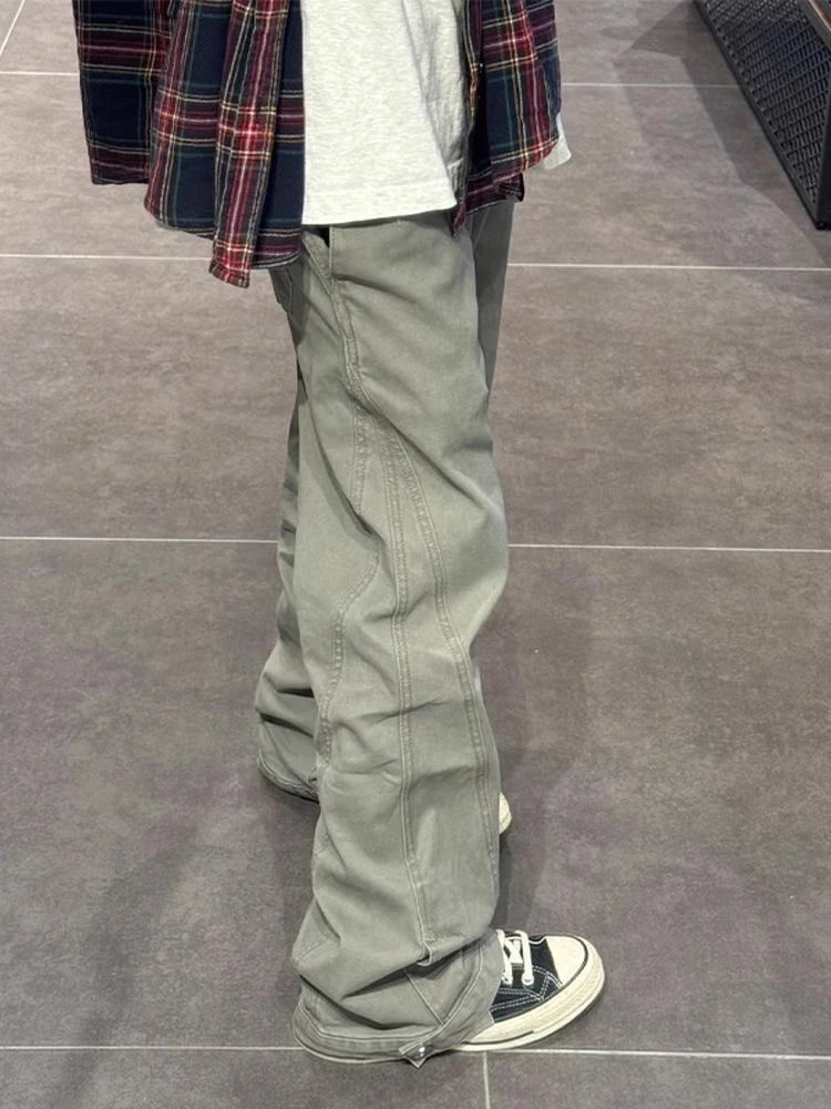 

ay een Buttoned Bell Bot Men's American Retro Deconstructed Knife Jeans Water Waed Straight Leg Denim Pants