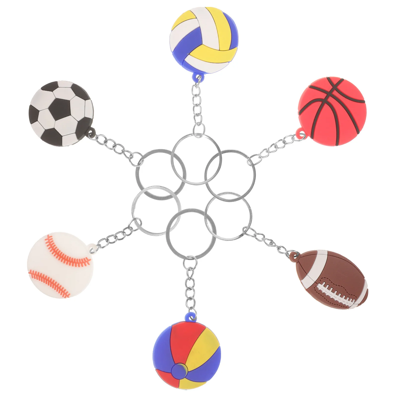 

6Pcs Sports Ball Keychains Creative Portable Hanging Bag Pendants Decorative Backpack Accessories for