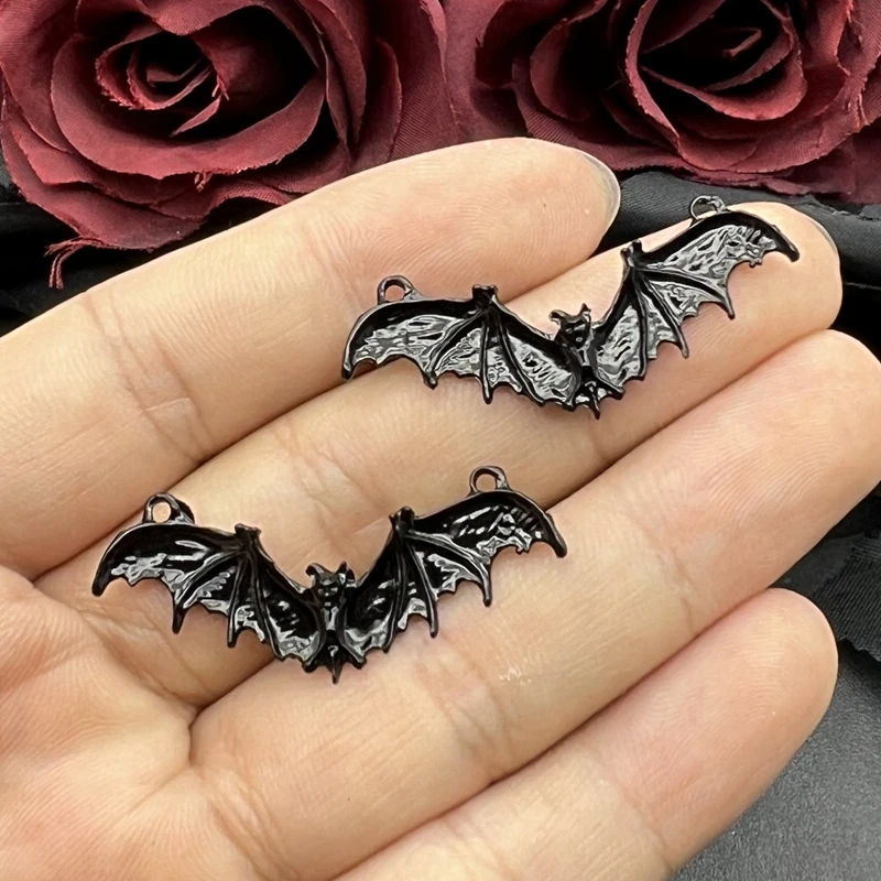 6pcs 42*18mm Gothic Vintage Bat Charms Halloween Pendant Designer Charms Fit Jewelry Making DIY Jewelry Findings