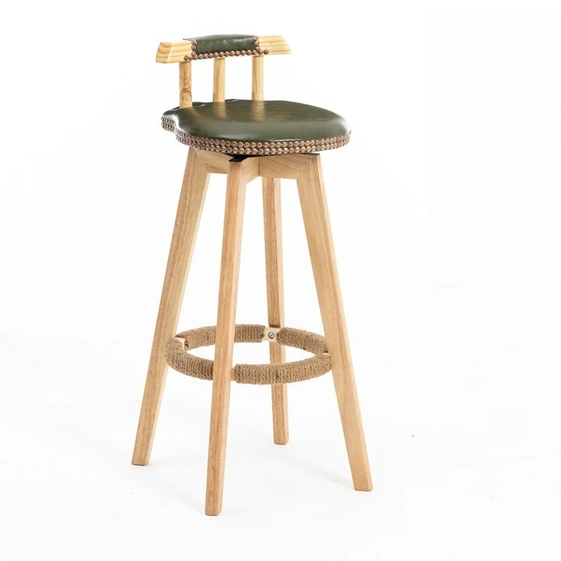 Simple log bar chair high stool bar stool solid wood stool bar cafe reception