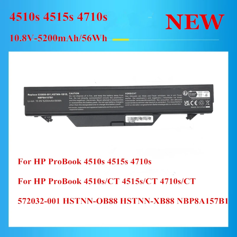

New 572032-001 HSTNN-OB88 HSTNN-XB88 NBP8A157B1 Laptop battery For HP ProBook 4510s 4515s 4710s 4510s/CT 4515s/CT 4710s/CT