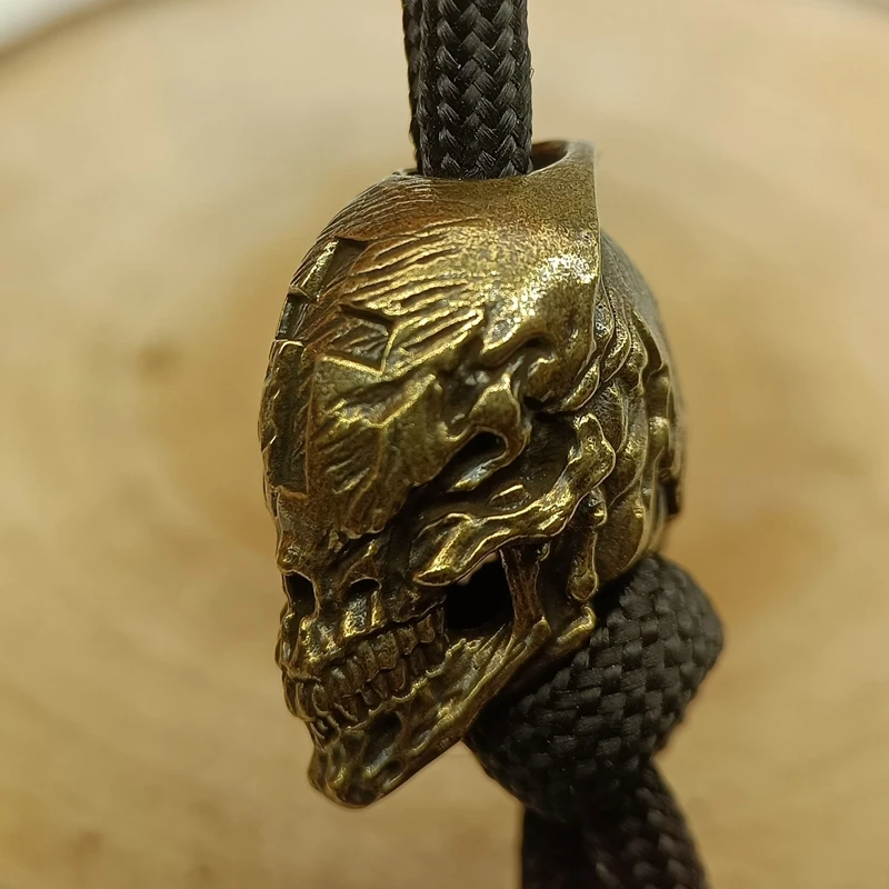 Cross Skull Head Brass Knife Beads EDC DIY Paracord Woven Bracelets Lanyard Pendants Accessories Outdoor Tool Hangings Trinkets