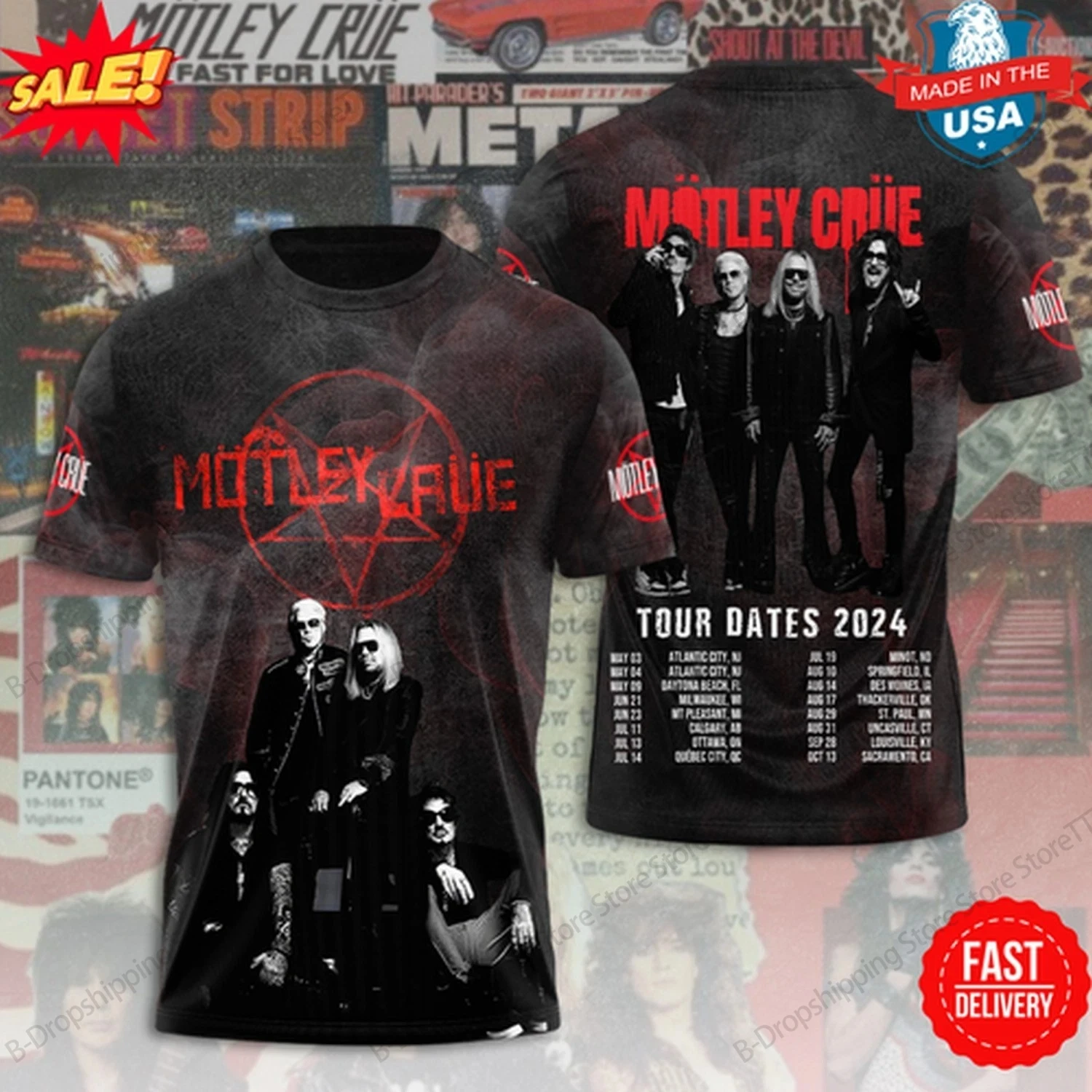 Metal Rock Band Motley Crue Tour 3d Print T-shirt Men Women Fashion Hip Hop Casual Short Sleeve Tops Tees Kids Tshirt Ovesized