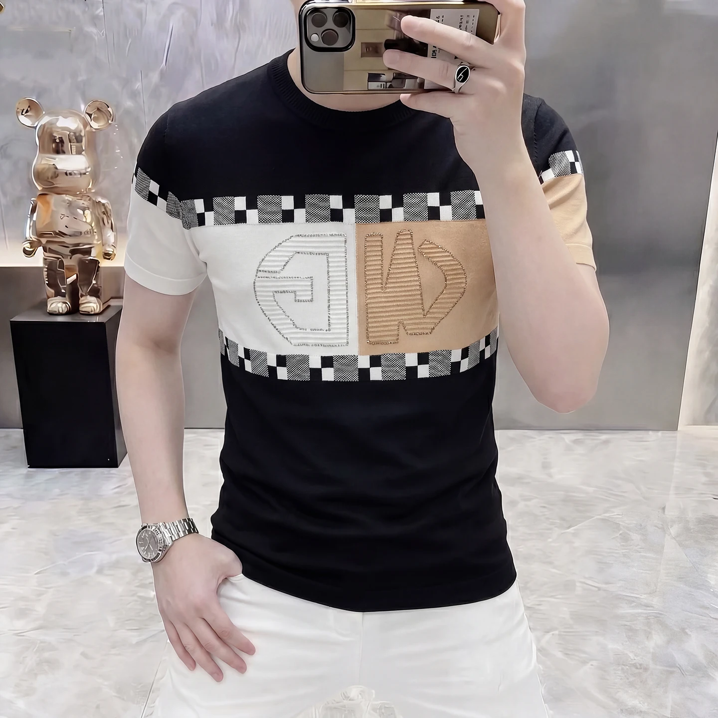 Viscose Polyamide Knitwear T Shirt For Men Short Sleeve Stretchy Summer Quality Smooth Comfortable Exquisite Camisetas De Hombre