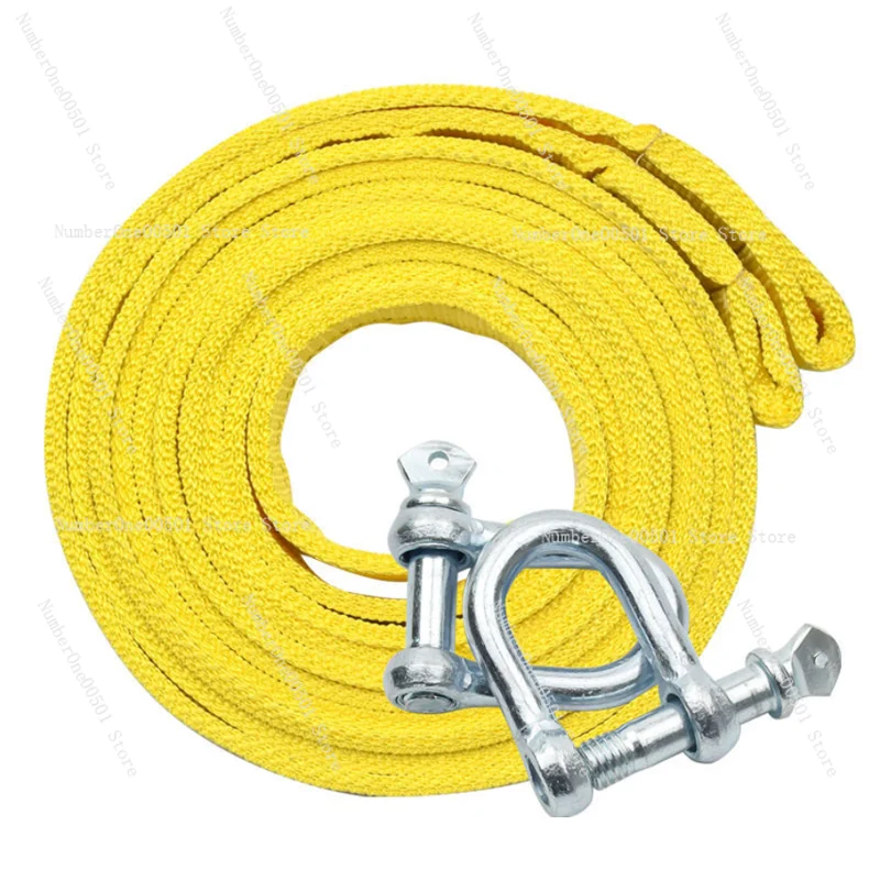 

Large car towing rope, flat recycled towing rope with U-shaped hook, suitable for trucks, trailers, SUVs, 5M 8 tons