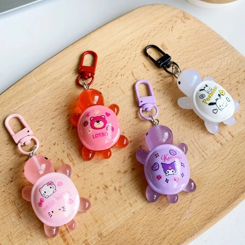 Sanrio cartoon pattern Resin turtle key Chain Kawaii Hello Kitty Turtle 3D statue Key ring bag Pendant Car key Accessories Gift