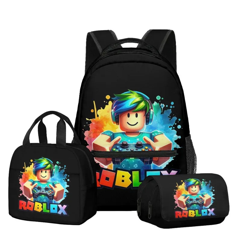 

Набор школьных рюкзаков Roblox из 3 предметов для подростков, включая рюкзак, сумку для обедов и двухслойный пенал для мальчиков и девочек