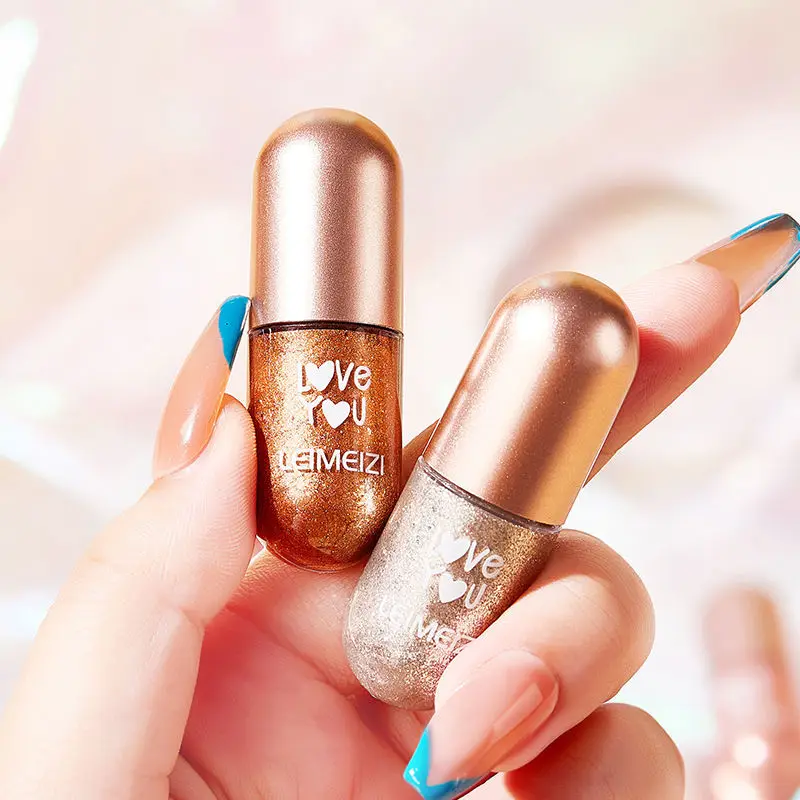 1Pc 미니 캡슐 리퀴드 아이 섀도우 고 색소 방수 지속 페이딩하기 쉽지 않음 진주 글리터 여성 화장품 아이 메이크업