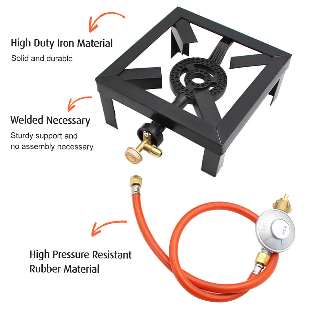 8KW Gas Boiling Ring Cast Iron Burner Large LPG Stove Outdoor Cooker Iron Frame Portable Fire Control Stove