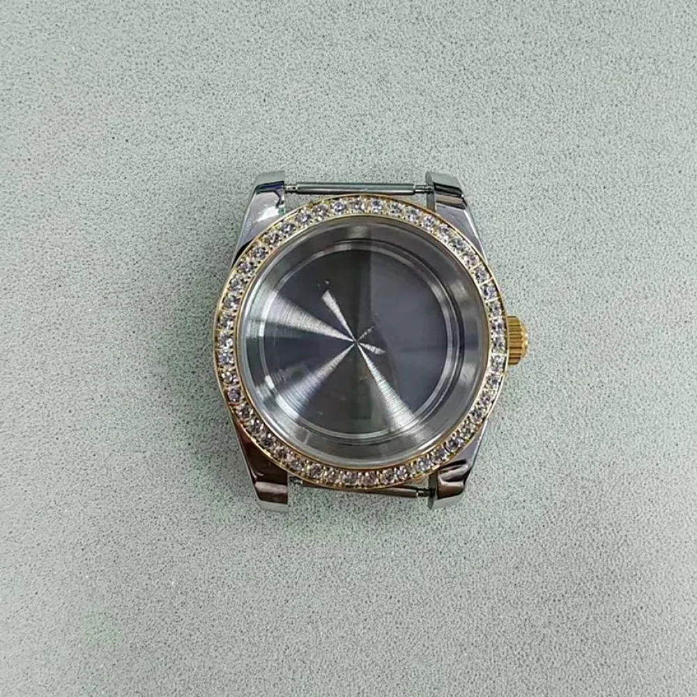 Cassa per orologio 36MM/39MM Cassa in vetro zaffiro con diamanti in acciaio inossidabile per accessori per orologi con movimento NH35 NH36