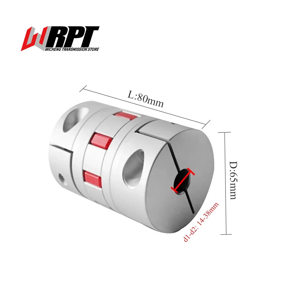 

Plum Blossom Coupling Star Screw Encoder Elastic High Torque Coupling Servo Motor Aluminum Coupling XB-65X80