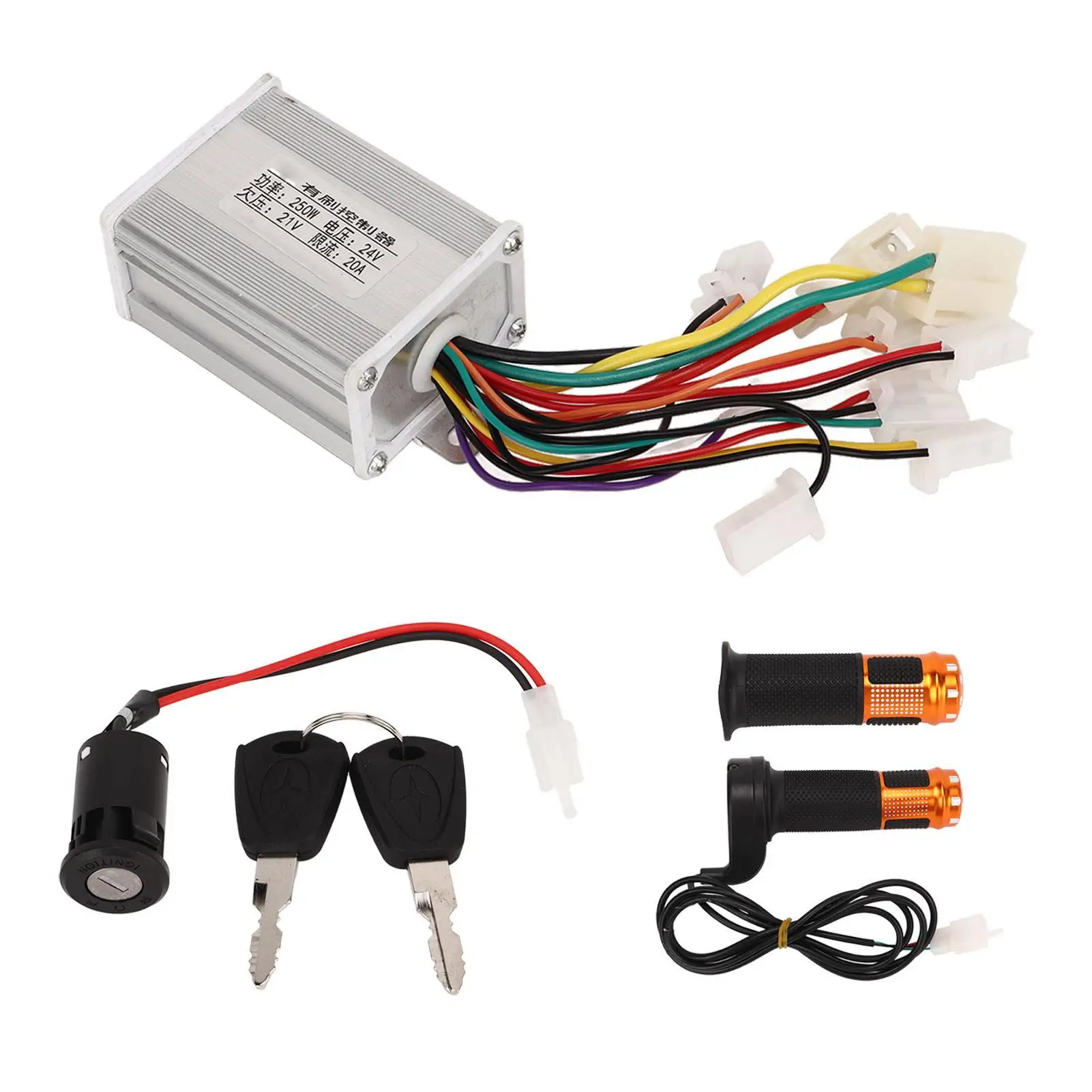 

24V 250W Electric Bike Motor Controller - Brushed Aluminum Alloy with Throttle Grip