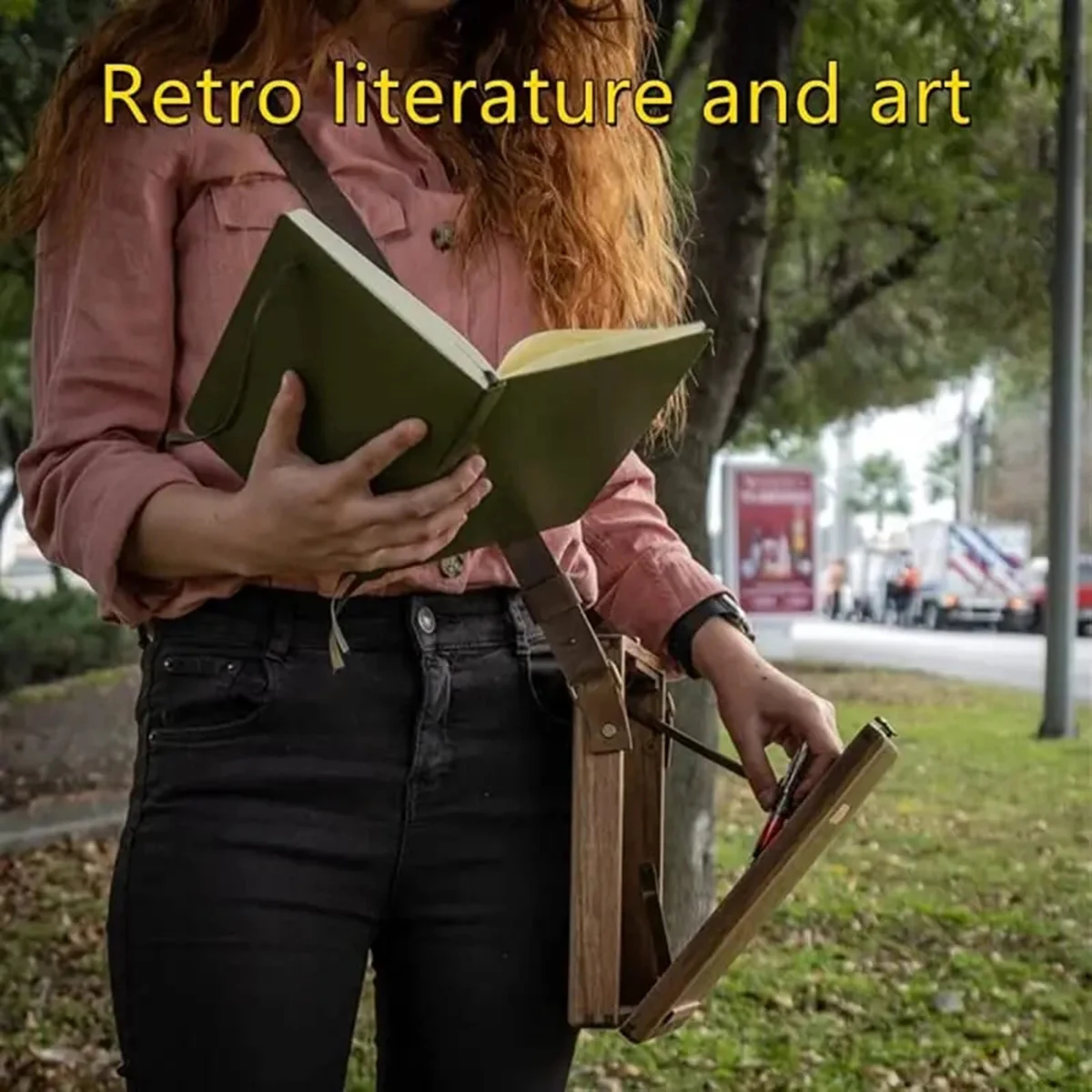 1pc Portable Wooden Sketch Box with Lid - Nostalgic Design for Outdoor Sketching and Tool Storage