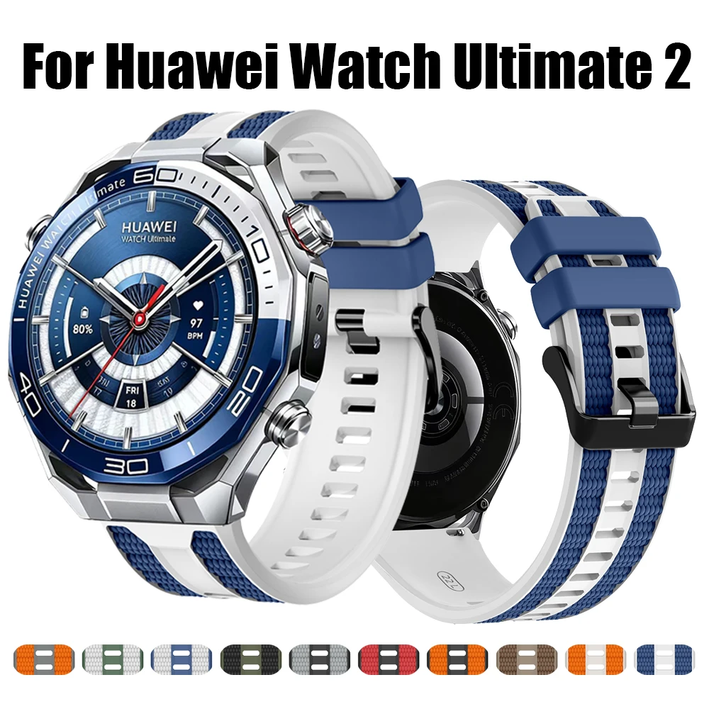 1:1 offizielles zweifarbiges Silikonarmband für Huawei Watch Ultimate 2 Band für GT6 GT5 GT4 GT3 Pro 46 mm Armband-Uhrenarmbänder