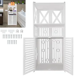 Badezimmer bodens chrank, wasserdichte freistehende Badezimmer aufbewahrung einheit mit täglicher Schicht und Schrank doppeltür, 3-stufiges PVC