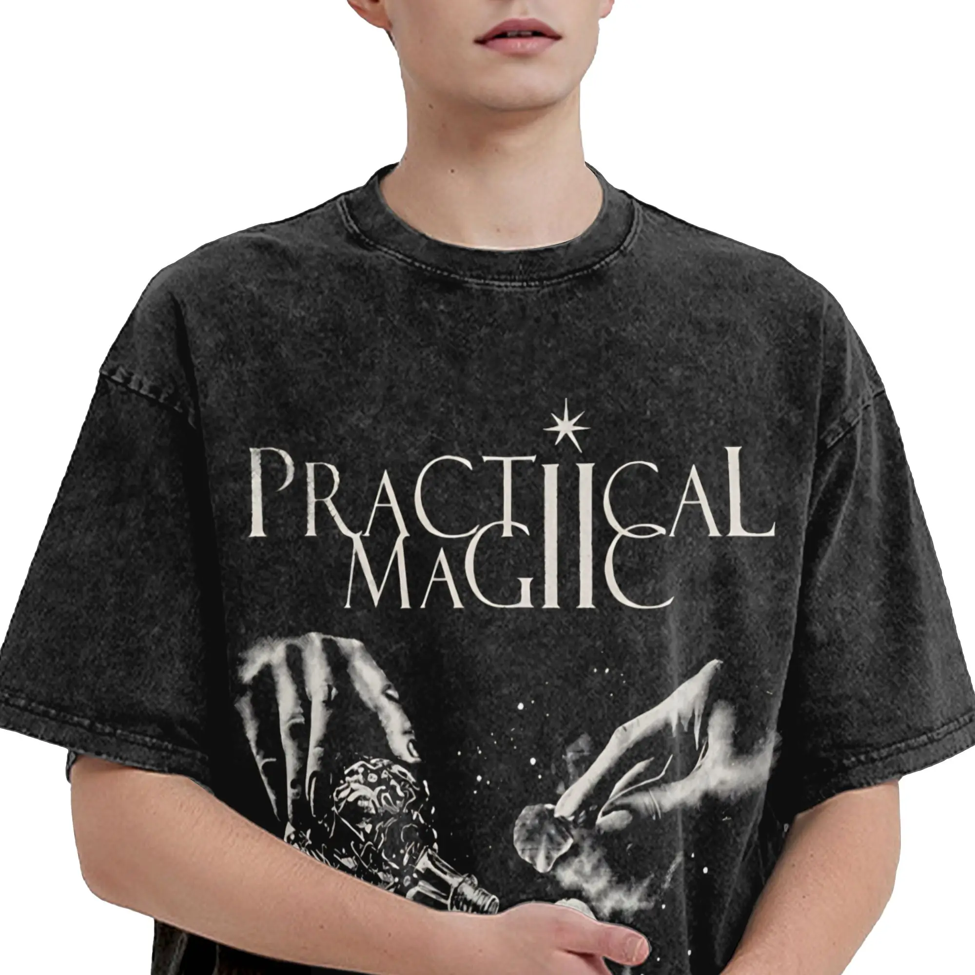 Practical Magic Witchcraft Witchy Halloween Gothic Occult Washed T Shirts Streetwear Hip Hop Retro T-Shirt  Tee Shirt