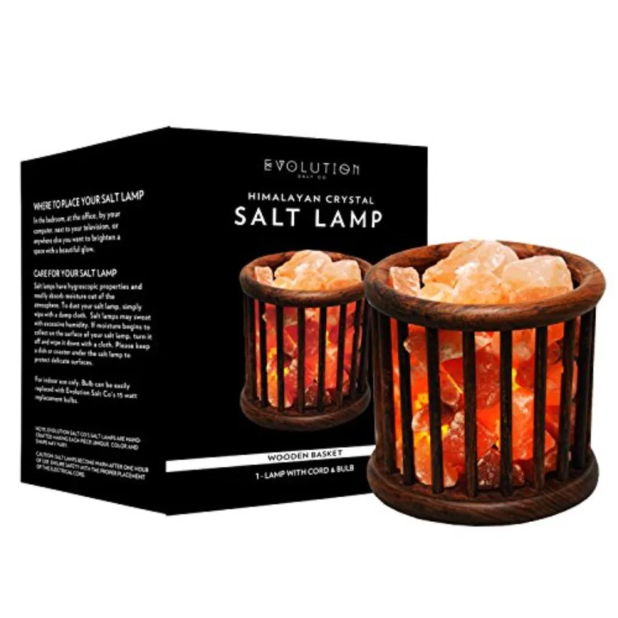 

- Basket Crystal Himalayan Salt Lamp Wood 8-10 lbs.