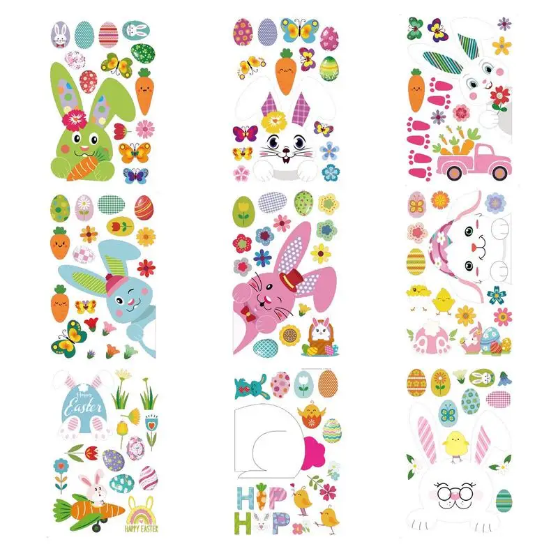 Easter Window Decals Rabbit Window Clings Electrostatic Double Sided Image Wall Decals Decorative Bunny Kids Gifts Home Decor