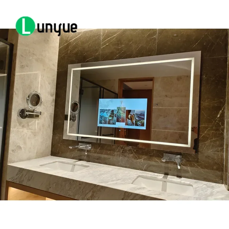 Modern Rectangle Full Length Smart Touchscreen Mirror with WiFi Bluetooth Waterproof Android System for Hotel Bathroom TV