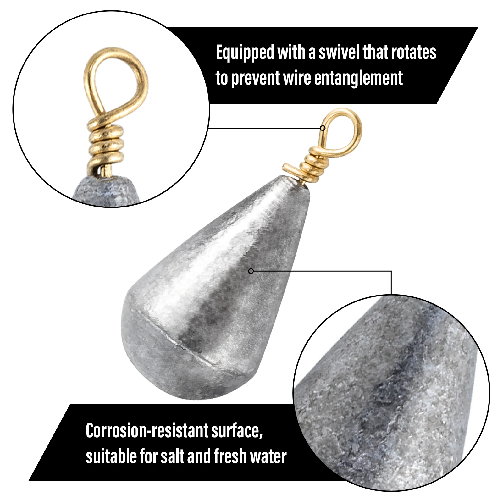 

4g-30pcs Fishing Weight Sinker Drop Shot Weights with Brass Swivels Long Casting for Carolina Rig Texas Rig Saltwater