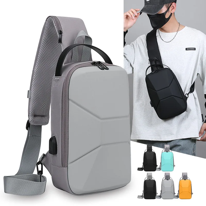 

New large-capacity men's chest bag, waterproof USB charging single-shoulder bag, multi-functional lightweight crossbody bag