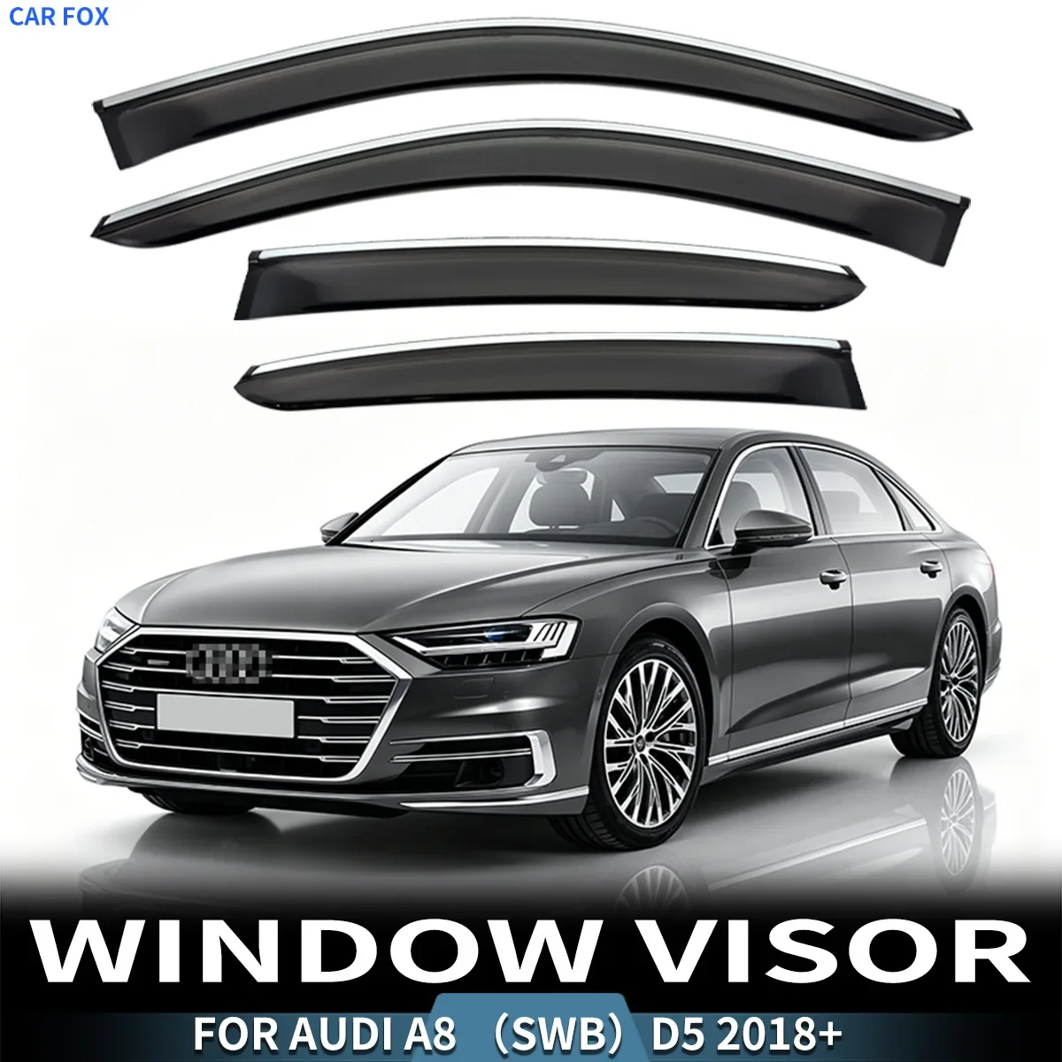 4Pcs Window Visor For FOR AUDI A8 (SWB) D5 2018+ Weathershield Sun Rain Deflector Guard Car Window Deflector