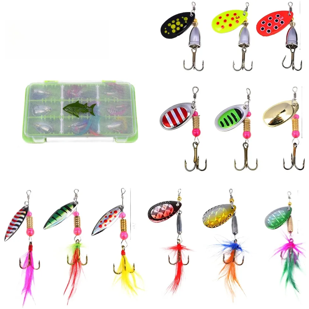 

Spinnerbait Lures 12PCS 360 Rotating Zinc Alloy Reflective Bait for Bass Pike Trout and Other Freshwater Species