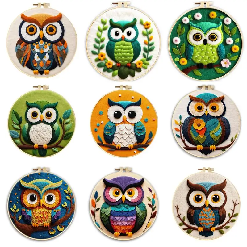 

CHENISTORY Needle Felt Painting Starter Set Wool Painting Owl Animal Includes Wool Bag Felting Needles Foam Pad Felt Cloth